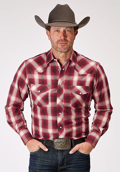 Mens Big & Tall Long Sleeve  Shirt ~  RED PLAID