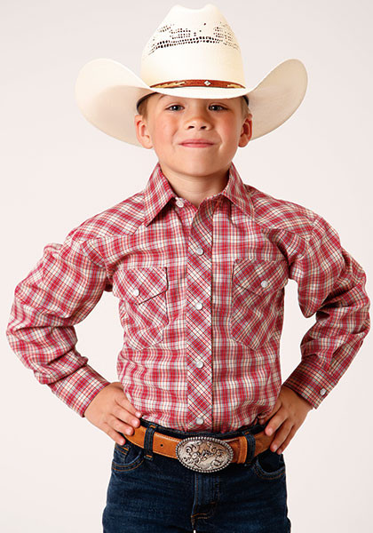 Boy's Western Shirt ~ RED & MULTI COLORED Plaid