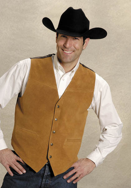 Roper Suede Cowboy Vest ~ COGNAC Classic Cow Suede Vest