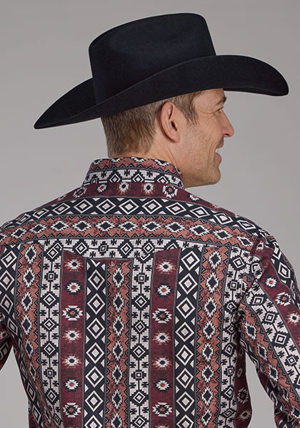Pearl Snap Mens Western Shirt ~ WINTER AZTEC PRINT