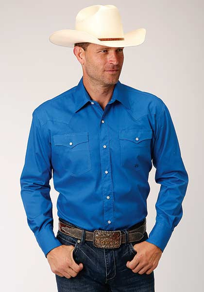 Mens Long Sleeve Western Shirt ~ ROYAL
