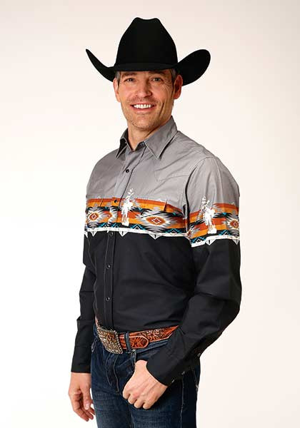 Mens Long Sleeve Western Shirt ~ AZTEC TRAIL