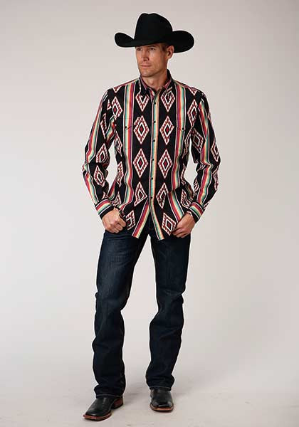 Mens Long Sleeve Western Shirt ~ SERAPE STRIPE