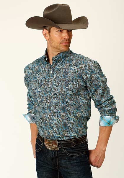 Mens Big & Tall Long Sleeve Cowboy Shirt ~ MOSAIC PAISLEY