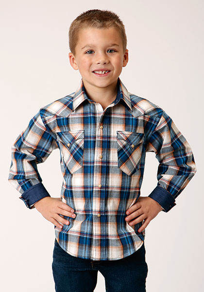 Boy's Western Shirt ~DENIM PLAID