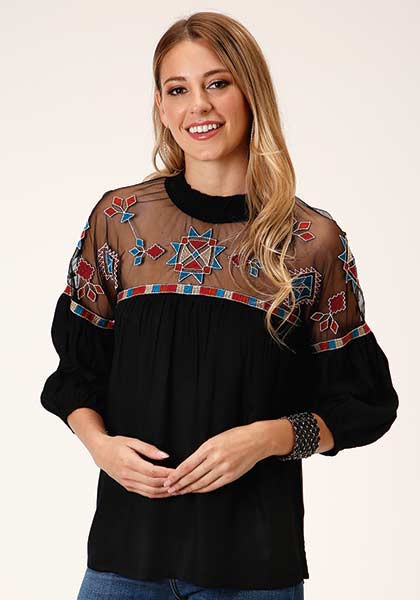 Roper Womens Western Shirt ~ Bold Geometric Embroidery
