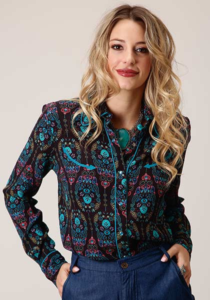 Roper Womens Western Shirt ~ Jewel Tone Paisley