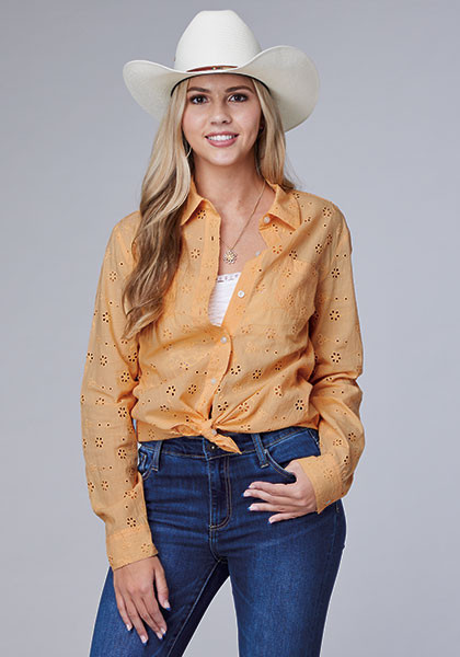 Womens Roper Western Shirt ~  EYELET LS WESTERN BLOUSE,