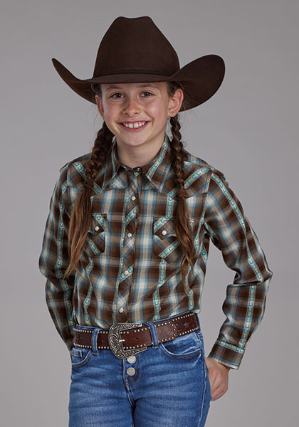 Girl's Western Shirt ~. HORSESHOE DOBBY