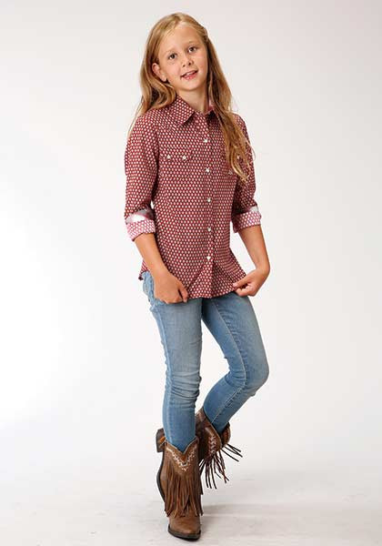 Girl's Western Shirt ~ RED BARN FOULARD