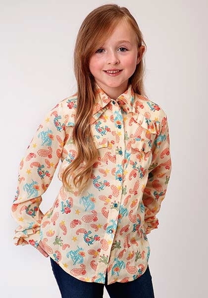 Girl's Western Shirt ~ COWGIRLS PRINT RAYON