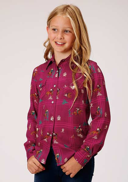 Girl's Western Shirt ~ Retro Cowboys