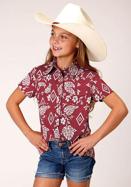 Girl's Western Shirt ~ RED TROPICS