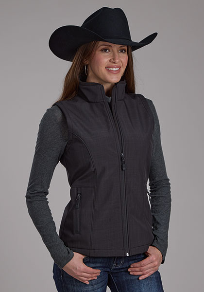 Womens Western Shirt ~. CHARCOAL HEATHER W/BLACK FLEECE