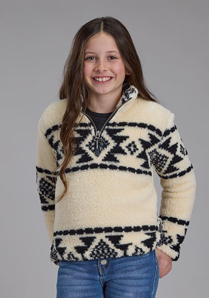 Girl's Western Shirt ~. BLK/CR AZTEC STRIPE JACKET