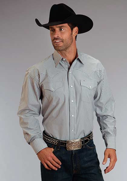 Stetson Western Shirt ~ Grey Stripe