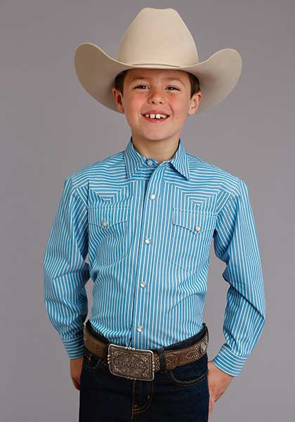  Boy's Western Shirt ~ CANDY STRIPE - TURQ OWS