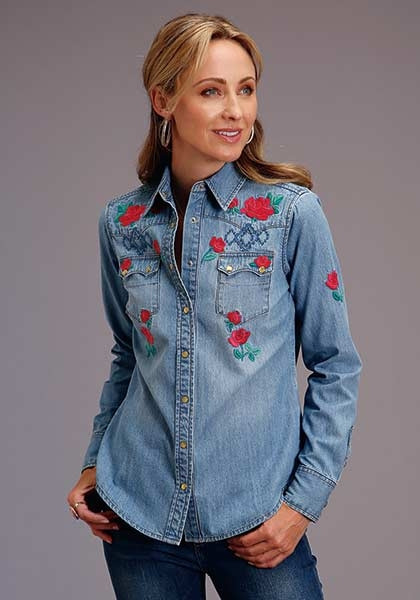 Stetson Womens Cowgirl Shirt ~ BOYFRIEND FIT DARK DENIM