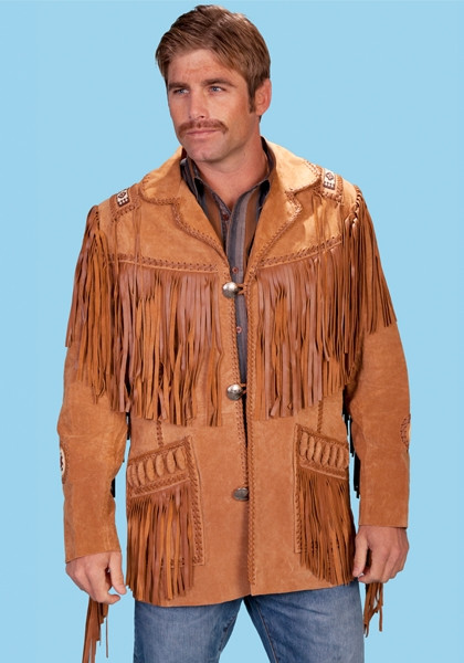 Scully Men's Leather Fringe and Handlaced Western Jacket