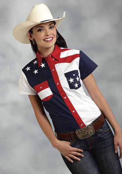Womens Short Sleeve Western Shirt - Patriot IV