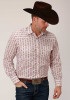 Roper Long Sleeve Plaid Shirt ~ WINE & CREAM WALLPAPER PRINT