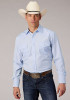 Pearl Snap Mens Western Shirt ~ LT. BU TONE ON TONE HORSESHOES