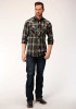 Roper Big & Tall Long Sleeve Western Shirt ~ OLIVE PLAID