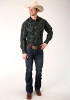 Roper Big & Tall Long Sleeve Western Shirt ~ FOREST GREEN AND NAVY