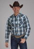  Big & Tall Men's Western Shirt ~.NAVY, TEAL, & WHITE PLAID
