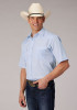 Short Sleeve Mens Western Shirt ~ LT. BU TONE ON TONE HORSESHOES