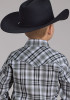 Boys Western Cowboy  Snap Shirt ~  GREY/BLACK/WHITE PLAID