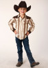 Boys Western Cowboy  Snap Shirt ~BROWN & CREAM OMBRE STRIPE