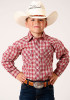 Boys Western Cowboy  Snap Shirt ~ RED & MULTI COLORED SMALL SCALE,