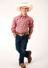 Boys Western Cowboy  Snap Shirt ~ RED & MULTI COLORED SMALL SCALE,