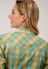 Womens Orange Western Shirt ~ CELERY & TURQUOISE PLAID