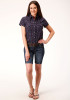 Womens Short Sleeve Cowgirl Shirt ~ NAVY, RED