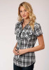 Womens Short Sleeve Western Shirt ~ BLACK & WHITE PLAID