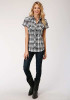 Womens Short Sleeve Western Shirt ~ BLACK & WHITE PLAID