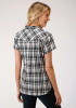 Womens Short Sleeve Western Shirt ~ BLACK & WHITE PLAID