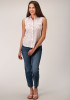 Womens Sleeveless  Cowgirl Shirt ~WHITE AND RED FLORAL
