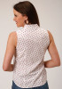 Womens Sleeveless  Cowgirl Shirt ~WHITE AND RED FLORAL