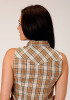 Womens Sleeveless  Cowgirl Shirt ~ KHAKI/FOREST