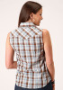 Womens Sleeveless  Cowgirl Shirt ~BROWN, BLUE & WHITE PLAID
