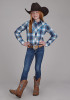 Girl's Western Cowgirl Shirt ~ MULTI BLUE & WHITE PLAID