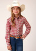 Girl's Western Vintage Cowgirl Shirt ~RED & MULTI SMALL SCALE PLAID