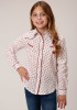 Girl's Western Vintage Cowgirl Shirt ~WHITE AND RED FLORAL PRINT