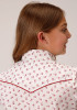 Girl's Western Vintage Cowgirl Shirt ~WHITE AND RED FLORAL PRINT
