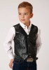 Boy's Black Western Faux Leather Vest