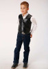 Boy's Black Western Faux Leather Vest