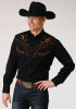 Embroidered Old West  Mens Western Shirt ~ POLY RAYON RETRO SHIRT